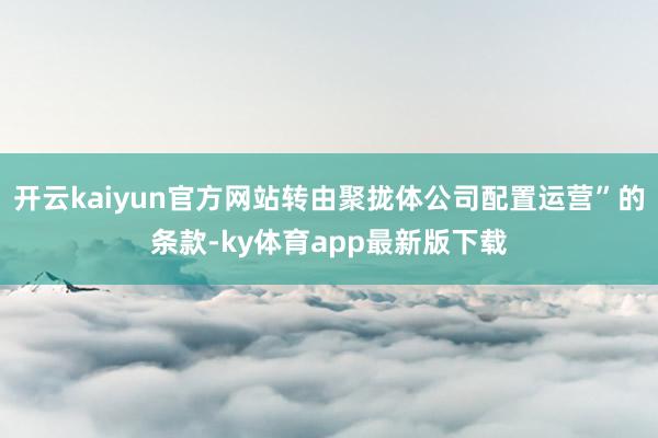 开云kaiyun官方网站转由聚拢体公司配置运营”的条款-ky体育app最新版下载