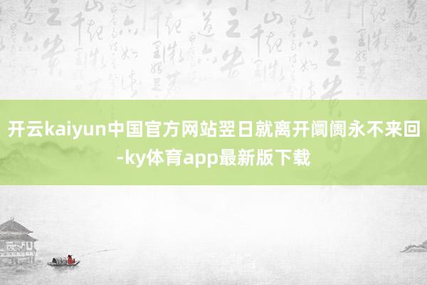 开云kaiyun中国官方网站翌日就离开阛阓永不来回-ky体育app最新版下载